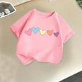 thumbnail image 2 of Posijego Kids Girls Heart Graphic T-Shirts Valentine's Day Short Sleeve Crewneck Tops for Little Girls Casual Summer Tees, 2 of 3