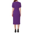 thumbnail image 3 of INSPIRE CHIC Women's Formal Sheath Dress Puff Sleeve Keyhole Round Neck Midi Pencil Dresses XL Purple, 3 of 6