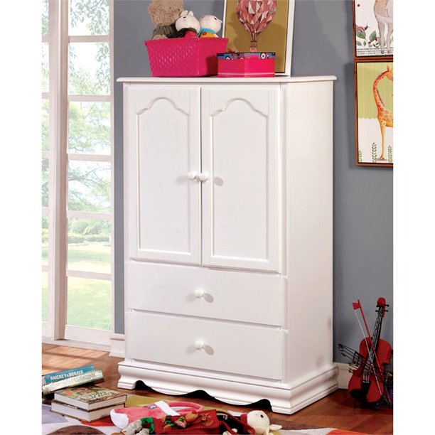 Furniture of America Poppy Contemporary Wood Wardrobe Armoire in White