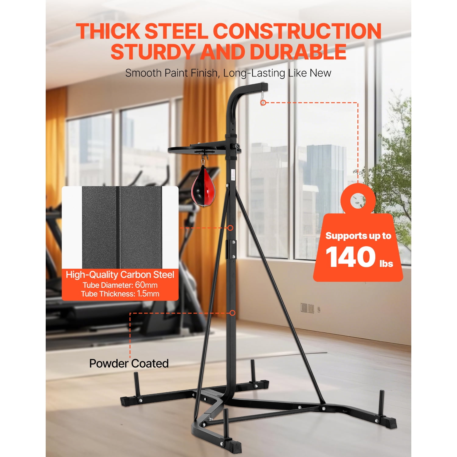 KFFKFF Dual Function Punch Bag Stand, Robust Steel Exercise Gear, Modifiable Elevation for Boxing Bag and Speed Bag Stand, Independent Sandbag Frame, Can Support Up to 140 lbs