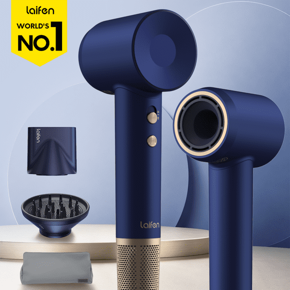 Laifen Premium Secador de pelo de iones positivos / negativos,Ajuste de cuatro marchas(con modo infantil)Velocidad 110000 RPM,Azul