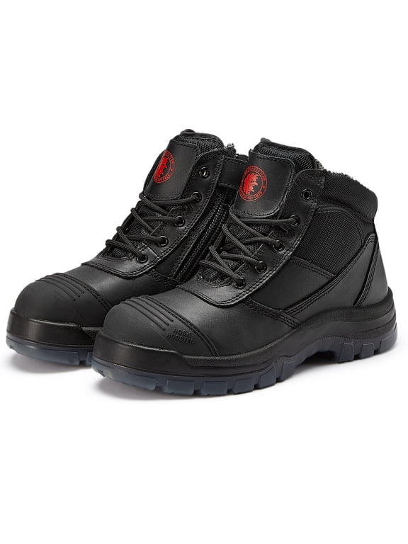 ROCKROOSTER Crisson Men's 6 inch Steel Toe Black Work Boots, YKK Zipper sided TPU Outsole Anti Static AK050BK-5