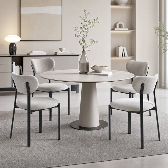 IZXGS Upholstered Dining Chairs Set of 4,Modern Mid Century Kitchen Chairs for Living Room,Gray