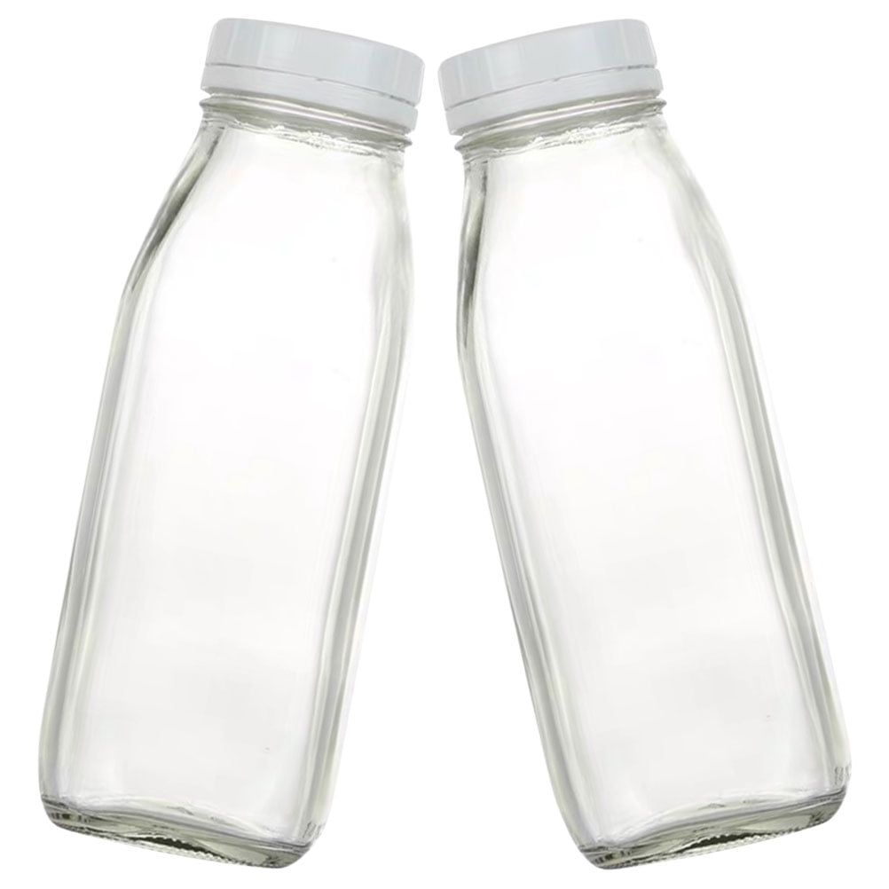 Mizh 2Pcs Glass Bottles Household Juice Bottles Reusable Clear Bottles Milk Bottles for Travel