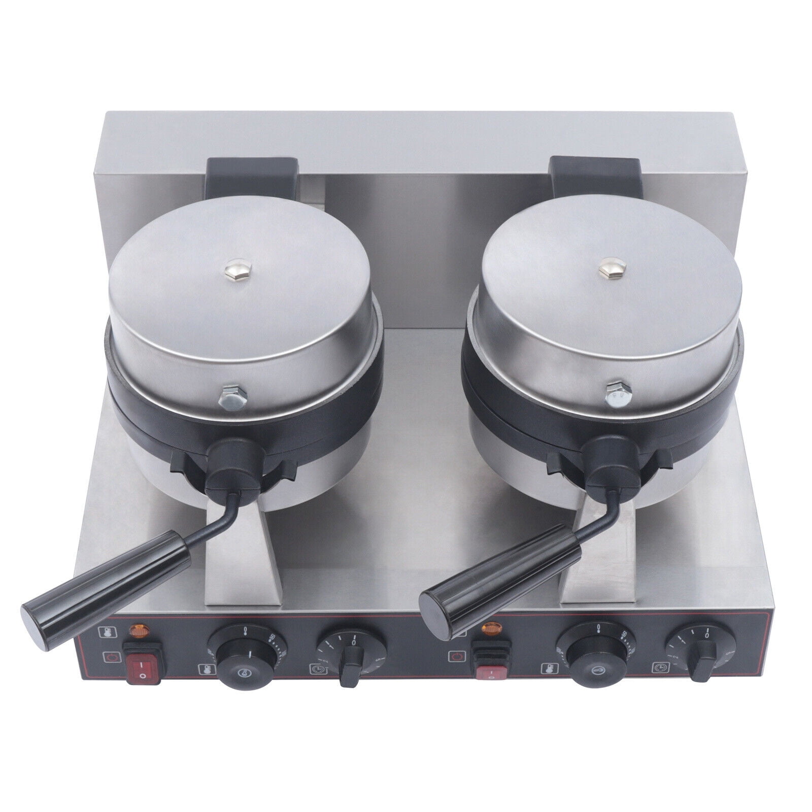 Miumaeov Commercial Waffle Maker Round Double Head Stainless Steel Burger Waffle Maker Machine Non-stick Electric Burger Waffle Maker for Restaurant Bakeries Snack Bar 2400W