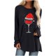 thumbnail image 2 of Puntoco, camisas informales florales de manga larga para mujer, jersey de cuello redondo liso, túnica holgada con estampado de puesta de sol, tops Puntoco Puntoco-1256, 2 of 7