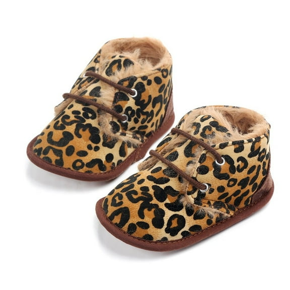 Laurenza's Baby Girls Cheetah Fur Winter Boots