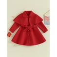 thumbnail image 2 of Honganda Toddler Girl Woolen Pea Coat Long Sleeve Button Cardigan Jacket for Infant Baby Spring Fall Outwear, 2 of 9