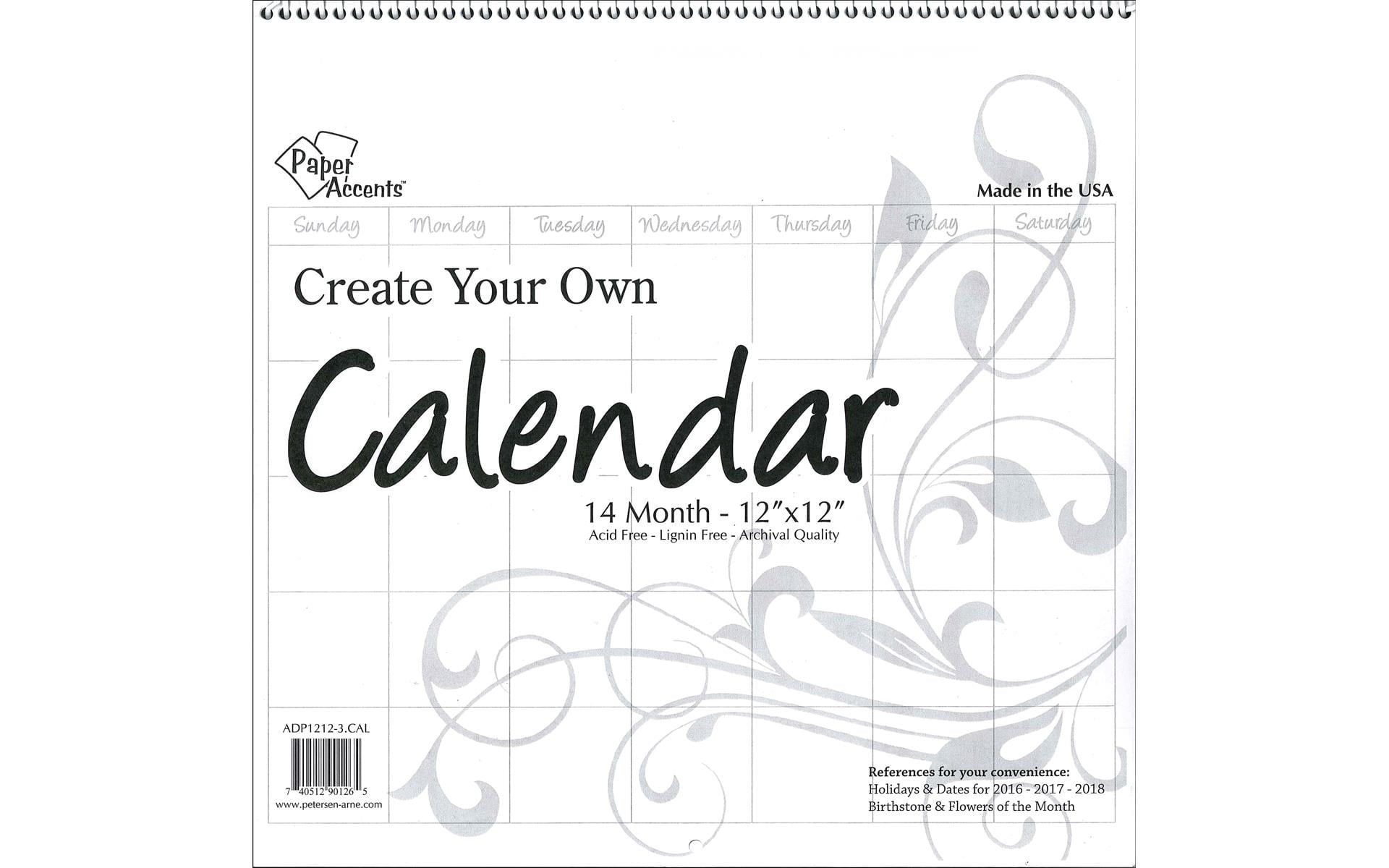 CYO Calendar 12x12 14 Month Blank White Walmart cyo-calendar-12x12-14-month-blank-white-walmart