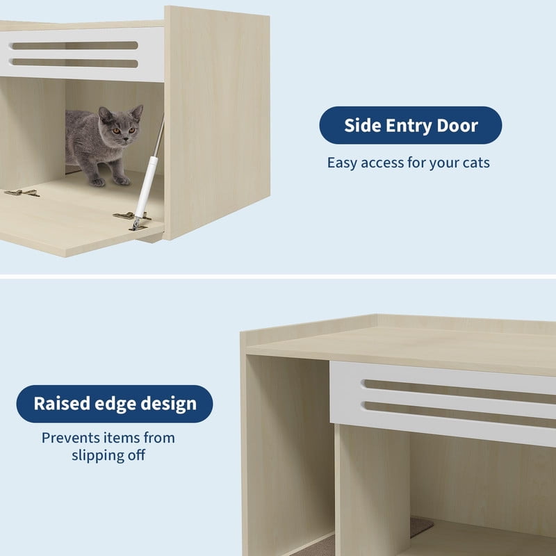 TROPOW Cat Litter Box Furniture with Flip-Down Door, Spacious Hidden Cat Litter Box Enclosure Cabinet, Ventilated Covered Litterbox Furniture for Easy Cleaning & Privacy