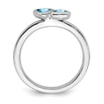thumbnail image 2 of 925 Sterling Silver Stackable Expressions Blue Topaz Double Heart Ring Size: 8; for Adults and Teens; for Women and Men, 2 of 5