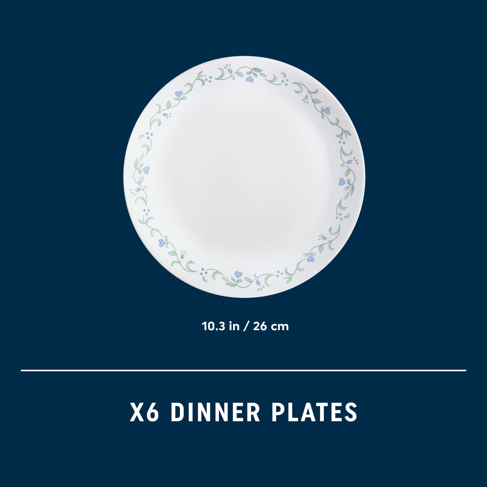 Corelle Country Cottage 10.25" Glass Dinner Plate (Set of 6)