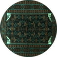 thumbnail image 1 of Ahgly Company Machine Washable Indoor Round Persian Turquoise Blue Traditional Area Rugs, 5' Round, 1 of 4