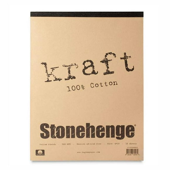 Stonehenge L21-STP250KR912 9&apos; &apos; x 12&apos; &apos; Papier d'Artiste Polyvalent 15 Feuilles Pad&44; Kraft