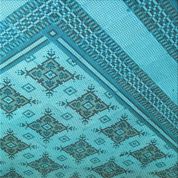 Ahgly Company Indoor Square Patterned Dark Cyan Green Area Rugs, 6' Square