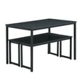 Euroco 3 Piece Dining Set, Kitchen Table with 2 Benches