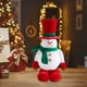 thumbnail image 5 of Adornos navideños, decoraciones navideñas, regalos navideños, decoración de escritorio navideña, figura de muñeco de nieve con gorro rojo de terciopelo, decoración de escena, colgantes de poliéster, 5 of 6