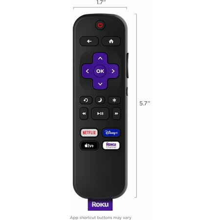 Roku TV Remote Control (Official Manufacturer Product) - Simple Setup, & Pre-Set App Shortcuts - Replacement Remote Compatible with RokuTV Models ONLY (Not Roku Players)