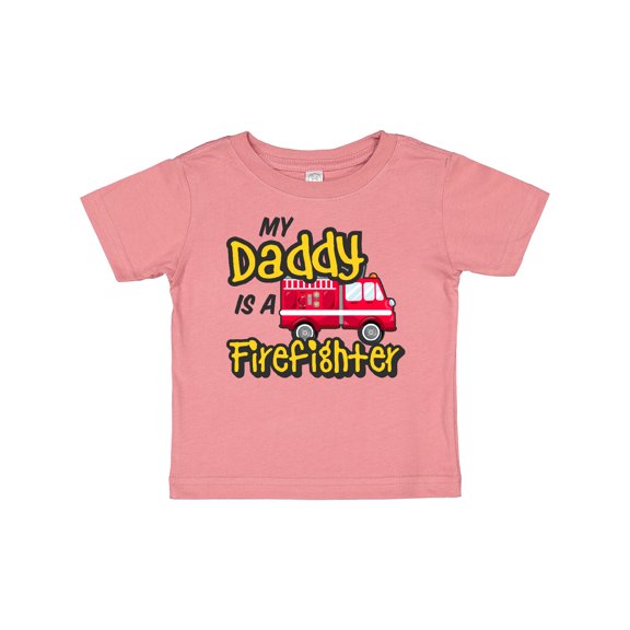 Inktastic My Daddy is a Firefighter with Fire Truck Boys or Girls Baby T-Shirt
