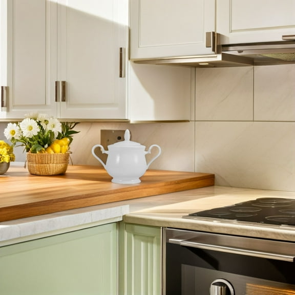 Masteelf Elegant European Ceramic Sugar Bowl for Kitchen Countertop Farmhouse Decor and Coffee Bar Porcelain Jar for Brown Sugar Candy Ideal for Home and Office 370ml