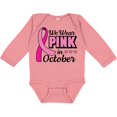 thumbnail image 3 of Inktastic Breast Cancer Awareness We Wear Pink in October Girls Long Sleeve Baby Bodysuit, 3 of 5