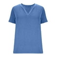 thumbnail image 6 of Women’s V-Neck T-Shirt Summer Loose Short Sleeve Tops Fashion Casual Versatile Basic Tee,Blue,S, 6 of 9