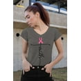 thumbnail image 2 of Breast Cancer Support Faith Cross Women's V-neck, XL, Heather Charcoal, 2 of 5