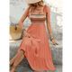 thumbnail image 4 of Vestidos de Verano Sin Mangas para Mujer, Vestidos Largos para Invitadas de Boda, de Punto Acanalado con Bolsillos Color Naranja S, 4 of 10