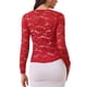 thumbnail image 3 of Inspire Chic Cárdigans Bolero para Mujeres con Encaje Floral Transparente, Corto, Rojo, XL, 3 of 6