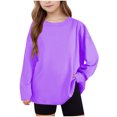 thumbnail image 2 of HAOTAGS Girls Boys Soft Long-Sleeve Tee, Casual Unisex Lightweight Pullover Tops Purple 6 Years, 2 of 10