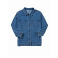 thumbnail image 2 of Jean Jacket for Women Distressed Long Sleeve Oversized Denim Trucker Jackets Coat Royal Blue L, 2 of 9