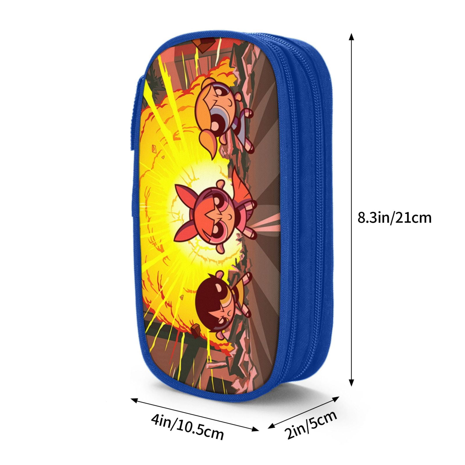 The Powerpuff Gi-rls Pencil Case Large Capacity Pencil Pouch Penbag Office Stationery Organizer Travel Makeup Bag Blue