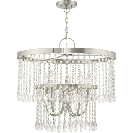 

Chandeliers 5 Light Fixtures With Brushed Nickel Finish Steel Material Candelabra 23 300 Watts