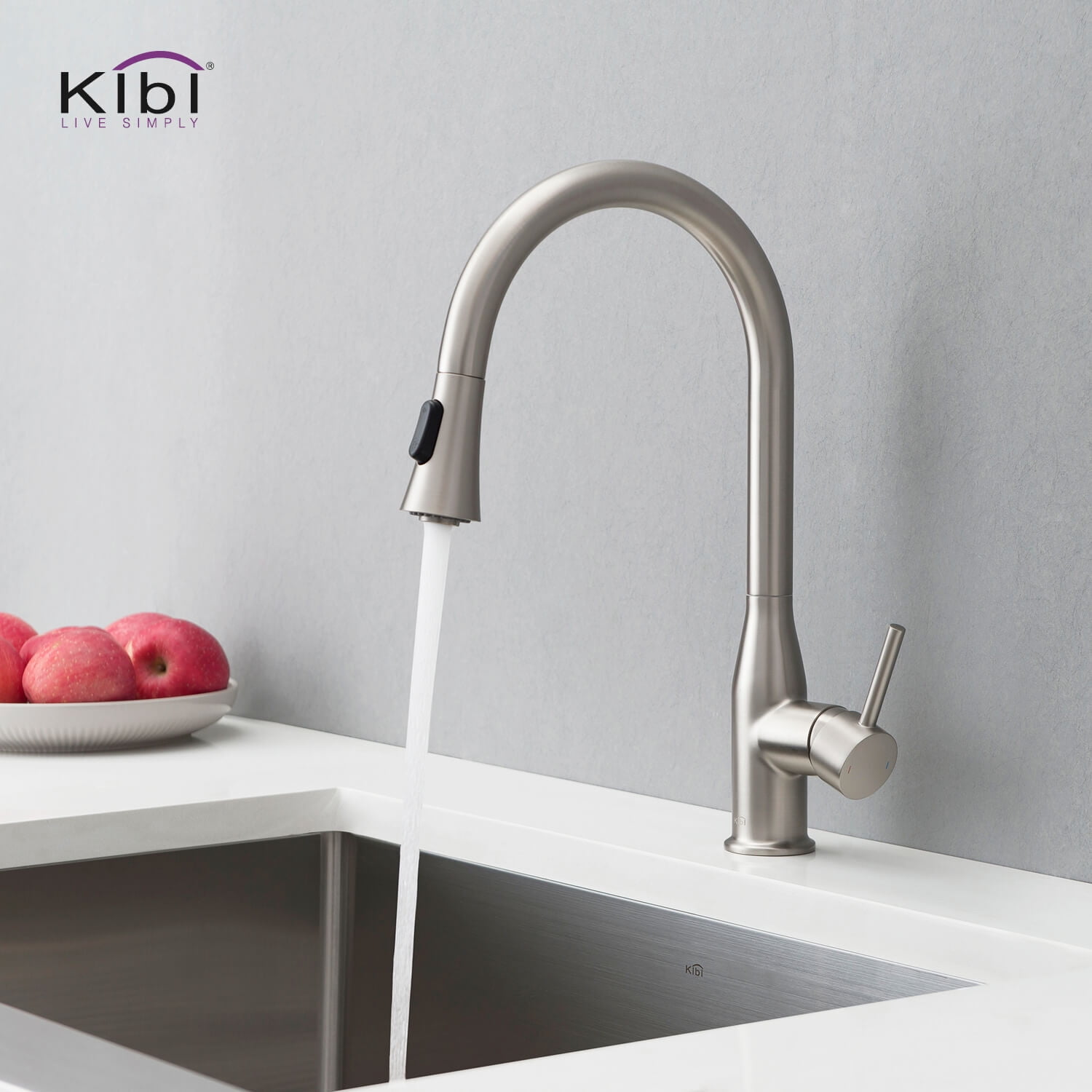 Kibi Napa Single Handle Pull Down Kitchen Sink Faucet with Soap Dispenser