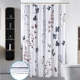 thumbnail image 2 of Stall Shower Curtain,36x72 inch RV Bathroom Shower Curtains Set with Hooks,Watercolor Ink Navy Blue Floral Bath Curtain,Waterproof Fabric, 2 of 6