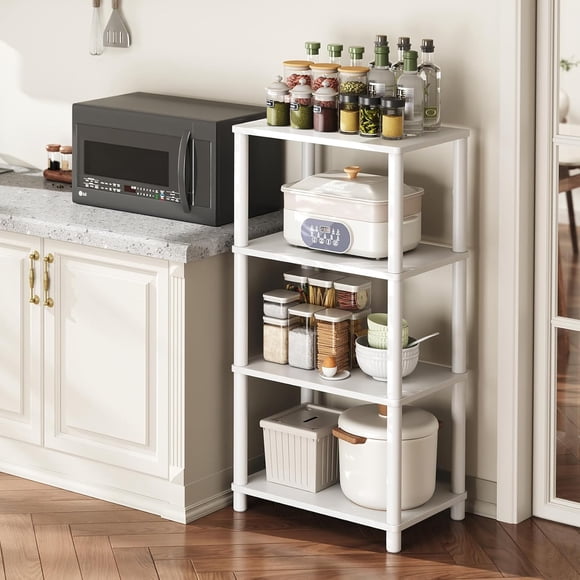 Estante de Cocina 4 Capas,117x60x40cm Librero Organizador de 4 Niveles, Estantería Minimalista para Oficina y Casa, Mueble para Libros
