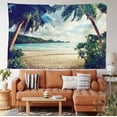thumbnail image 2 of Beach Tapestry, Summer Beach Vintage Style Tropical Sunset Picture Print, Fabric Wall Hanging Decor for Bedroom Living Room Dorm, 5 Sizes, Dark Green Sand Brown, by Ambesonne, 2 of 9