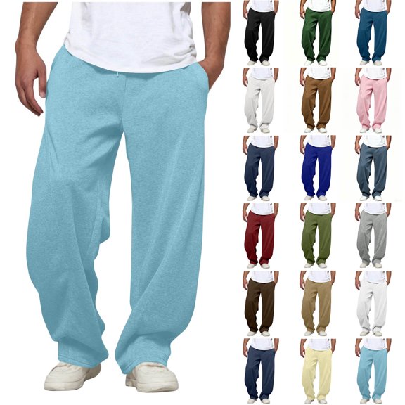 Men's Sweatpants Open Bottom Running Athletic Comfy Solid Color Loose Drawstring Pants with Pockets Daily commuting Wear