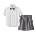 thumbnail image 2 of Mifsaly Kids Back To School Uniform Sets Girls Boys Short Sleeve White Button Up Shirts and Shorts First Day Of School Casual 2 Piece Outfits, 2 of 9