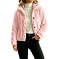 thumbnail image 3 of Cropped Fleece Jacket Women Plus Size Turndown Collar Long Sleeve Solid Color Thick Velvet Lightweight Warm Fleece Coat Casual Outdoor Hiking Travel Sport Outerwear, 3 of 7