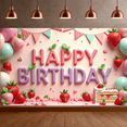 thumbnail image 5 of Strawberry Theme Banner Decorative Design Balloon Decoration for Birthday Party Kids Celebration Indoor Decoration, 5 of 8