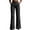 *Black, variant on Women's High Waist Flare Leg Striped Dress Pants with Pockets,Solid Color Casual Work Trousers Black,Women's Plus M