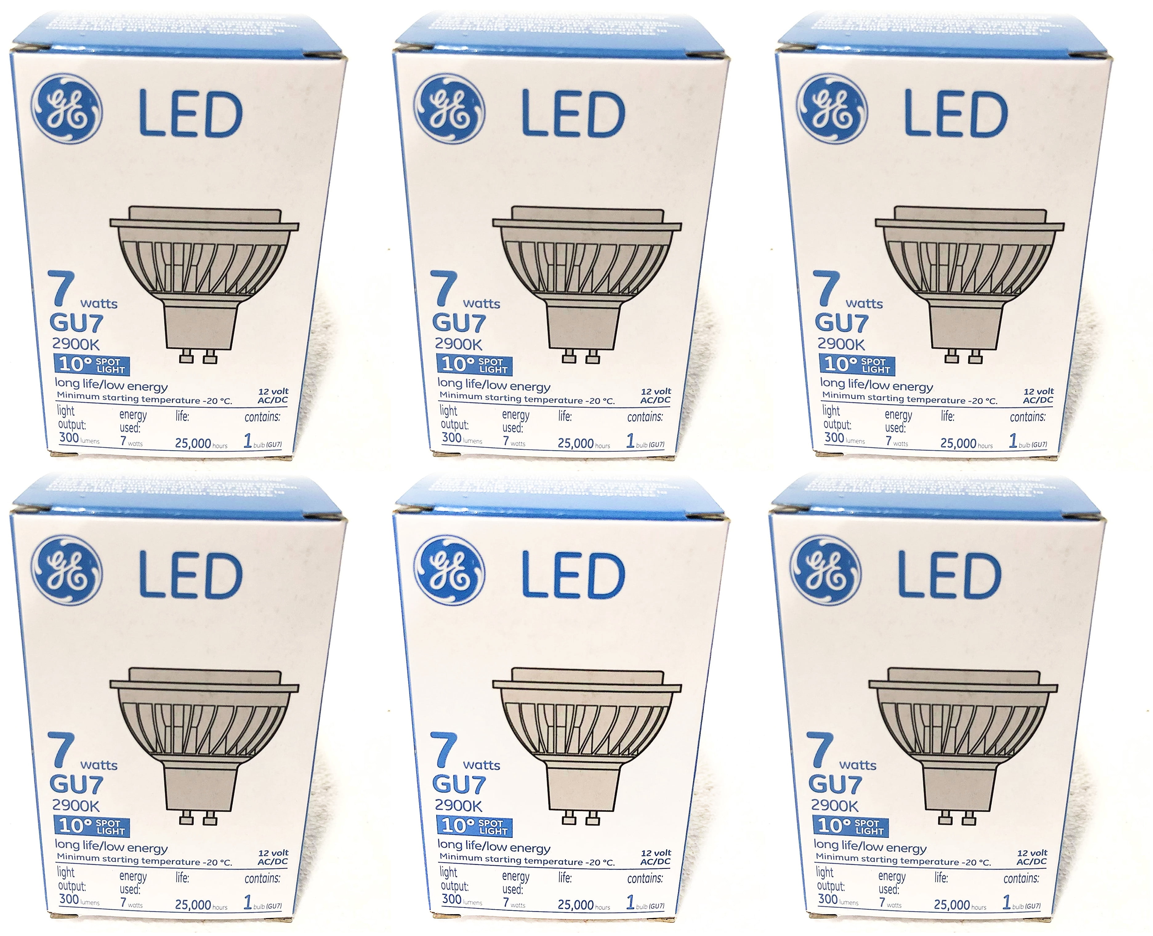 Ge 42341 Led GU7 Bulb 12Volts AC/DC 7 watts 2900K 300 Lumens (pack of 6)