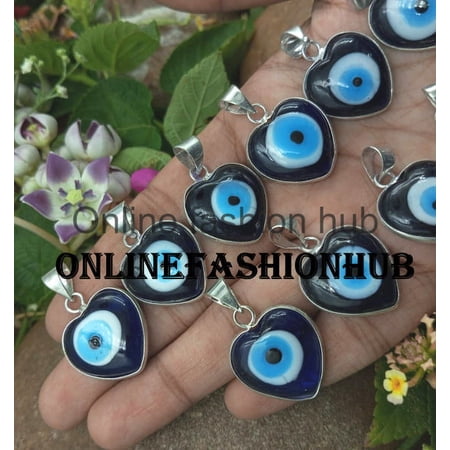 Evil Eye Gemstone 925 Sterling Silver Plated Handmade Pendant 10 pcs