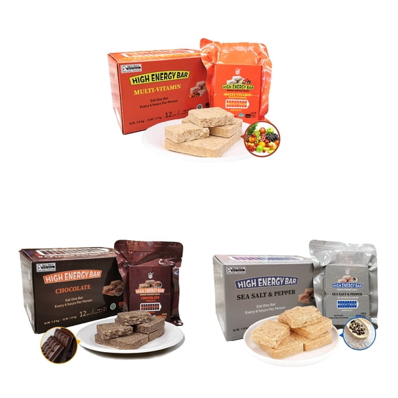Ration Alimentaire d'Urgence BDH Barre 3 Boîtes Kit B Durée de Conservation de 20 Ans / MRE Survie Ration Alimentaire d'Urgence Biscuits à Longue Durée de Conservation Préparation aux Crises et aux Catastrophes