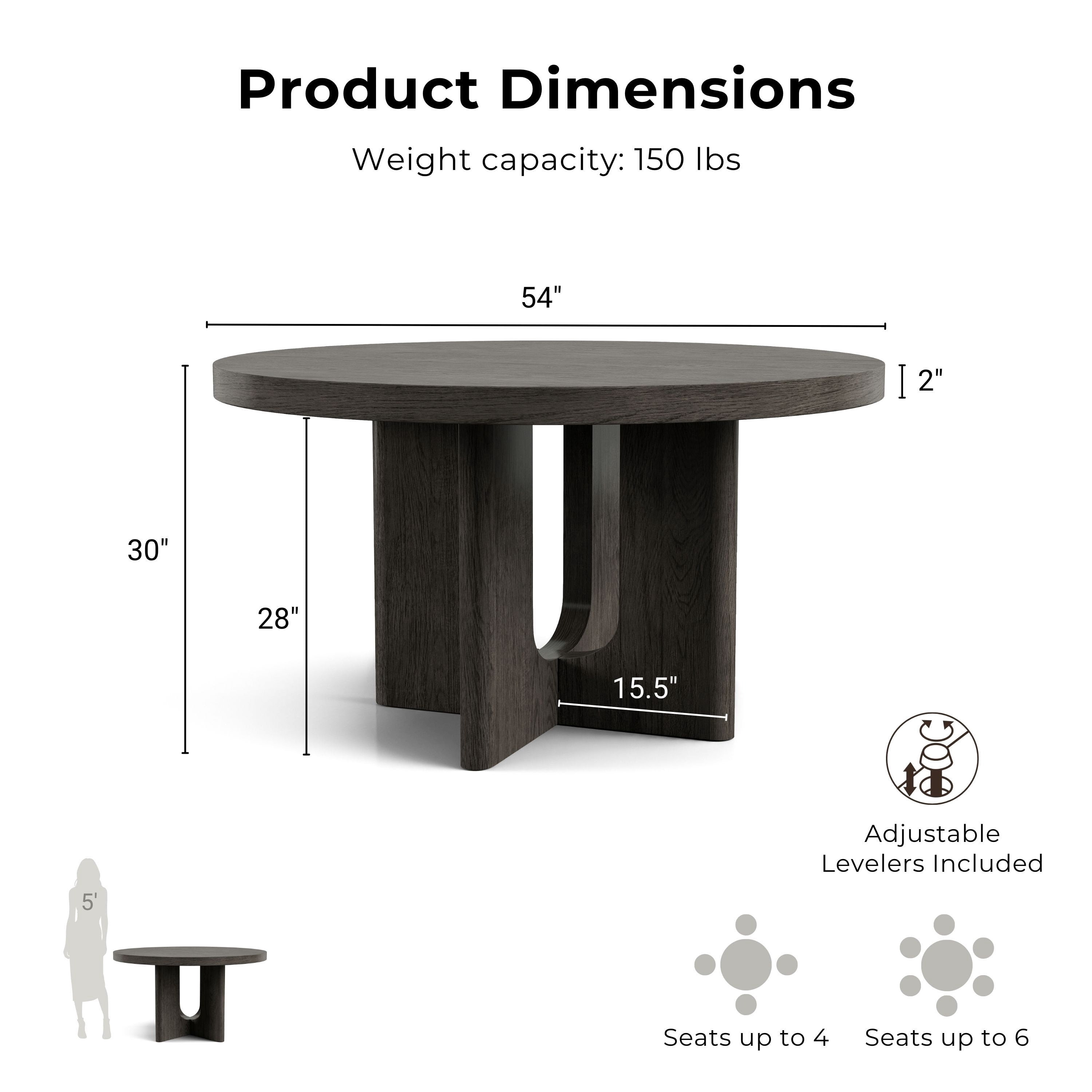 Furniture of America Cheri 54" Solid Wood Round Indoor Dining Table, Ash Grey