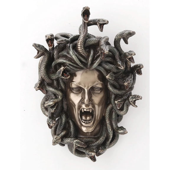 Veronese Design Medusa Head Wall Plaque Cold Cast Resin Bronze Finish 7 1/4 In