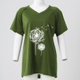 thumbnail image 4 of Susanny Womens Plus Size Tunic T Shirts V Neck Dandelion Print Oversized T Shirts for Women Night Short Sleeve Flowy Women's Shirts Blouses and Tops Clearance Green 5XL, 4 of 7