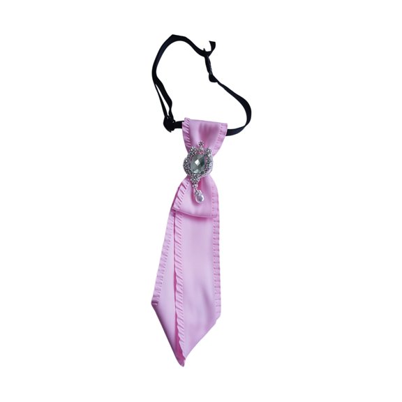 Lynono Ruffle Trim Neck Tie with Rhinestones Decors KnotFr--Tie For Female Teens Girl