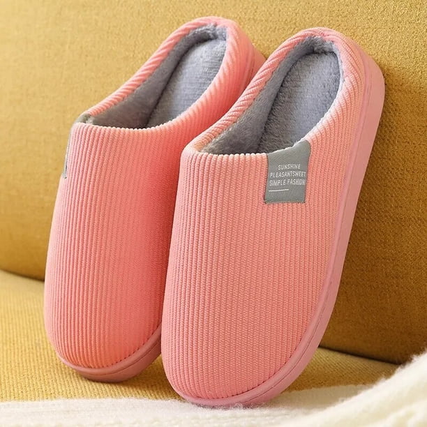Zapatillas de casa de fondo suave y grueso para hombre y mujer, pantuflas de felpa para el hogar, zapatillas térmicas antideslizantes para interiores, Invierno